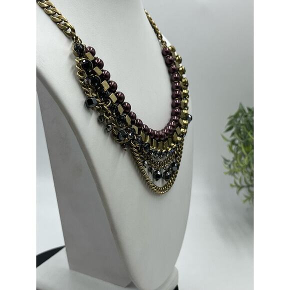 Silpada KR Vintage Hematite Bead Purple Faux Pearl Brass Necklace Magnetic Clasp - Picture 8 of 15